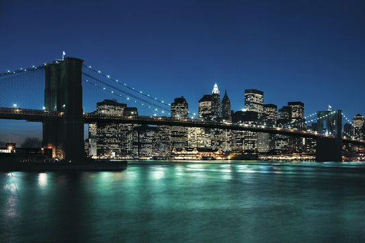 The Brooklyn Bridge at Dusk | New York City Photography | Cityscape Wall Art Poster - Photography Poster