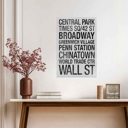 NYC Subway Sign Typography | New York City Stations | Minimalist Black and White Poster - Type & Quotes Poster