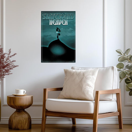 "Skateboard Heaven" | Funny Skateboarding Sign | Skater Room Decor Poster - Type & Quotes Poster