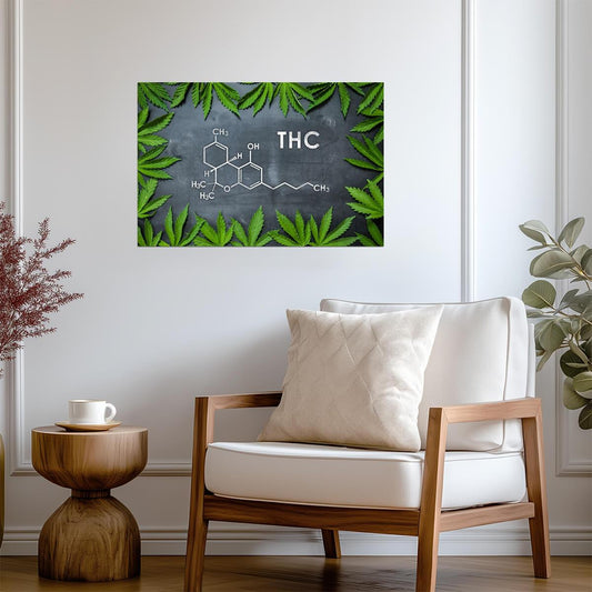 THC Marijuana Molecule | "The Happy Molecule" | Funny Science Poster - Type & Quotes Poster