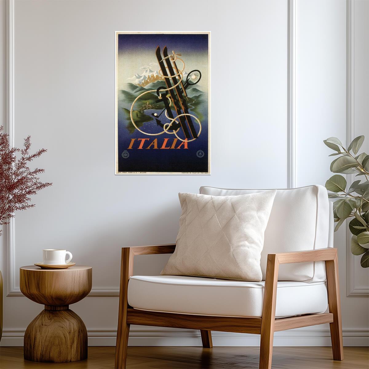 Italia Vintage Travel Poster | Retro Bicycle Ad | Italian Wall Art - Vintage & Retro Poster