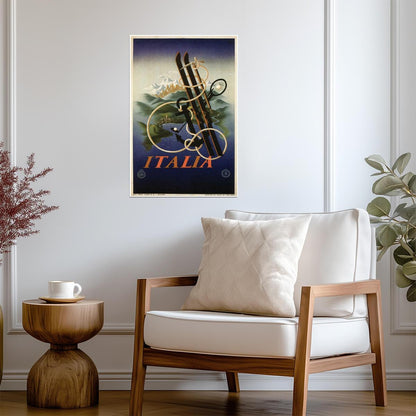 Italia Vintage Travel Poster | Retro Bicycle Ad | Italian Wall Art - Vintage & Retro Poster