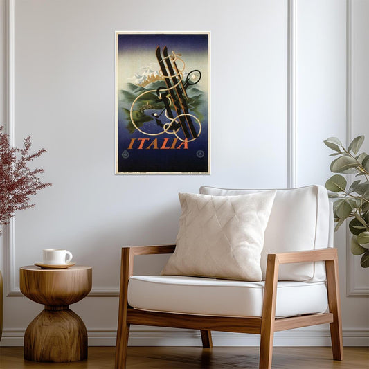 Italia Vintage Travel Poster | Retro Bicycle Ad | Italian Wall Art - Vintage & Retro Poster