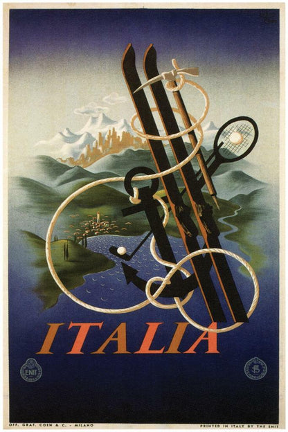 Italia Vintage Travel Poster | Retro Bicycle Ad | Italian Wall Art - Vintage & Retro Poster