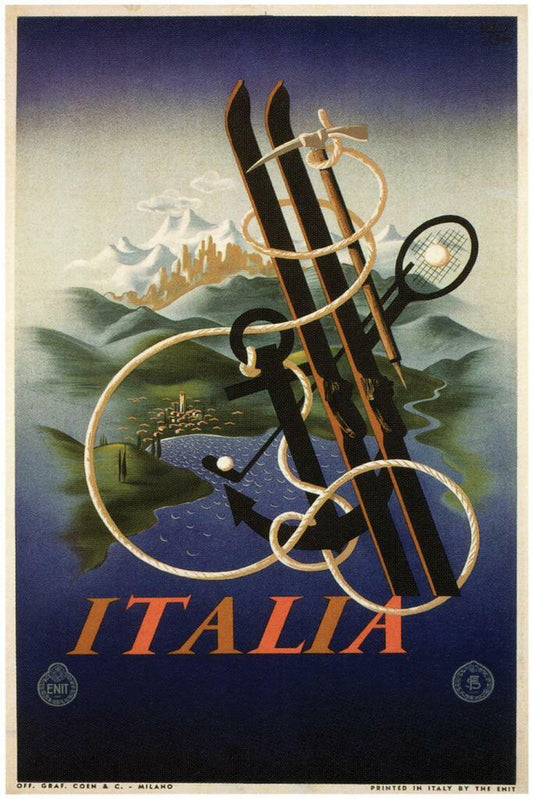 Italia Vintage Travel Poster | Retro Bicycle Ad | Italian Wall Art - Vintage & Retro Poster