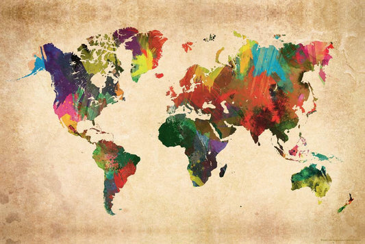 World Map | Colorful Modern Political World Map Poster