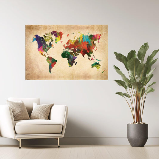 World Map | Colorful Modern Political World Map Poster