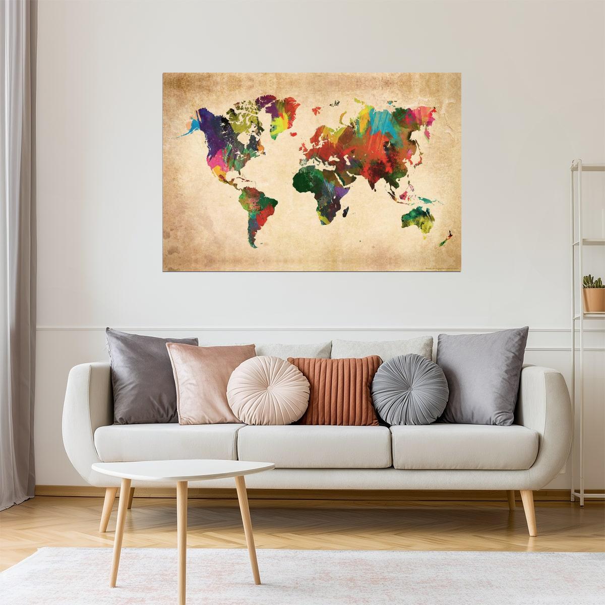 World Map | Colorful Modern Political World Map Poster