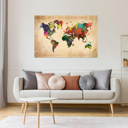 World Map | Colorful Modern Political World Map Poster