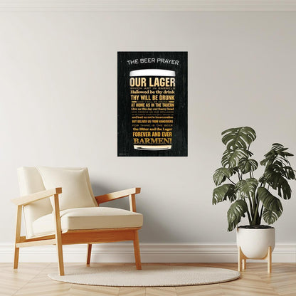 The Beer Prayer Our Lager Poster | Funny Drinking Humor | Man Cave Wall Art