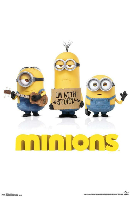 Minions | "I'm With Stupid" One Sheet Poster | Animated Movie Art - Movies & TV Poster