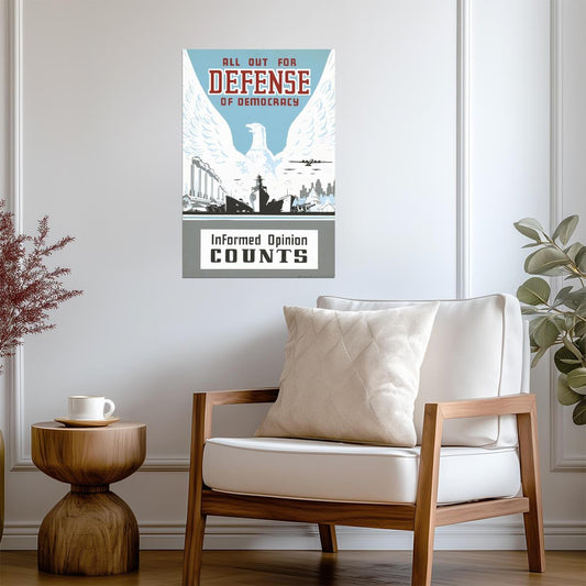 "Informed Opinion Counts" | Defense of Democracy WPA Poster | Vintage Propaganda Art - Vintage & Retro Poster