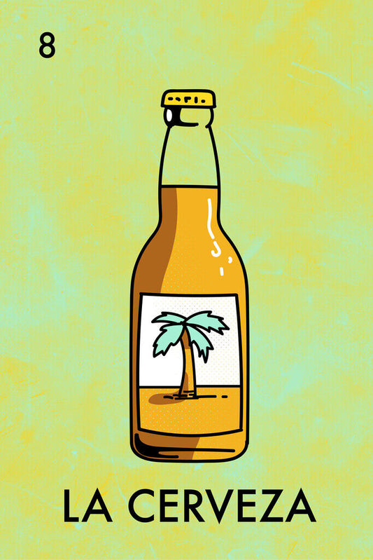 La Cerveza Mexican Lottery Poster | Funny Beer Parody | Kitchen & Bar Art