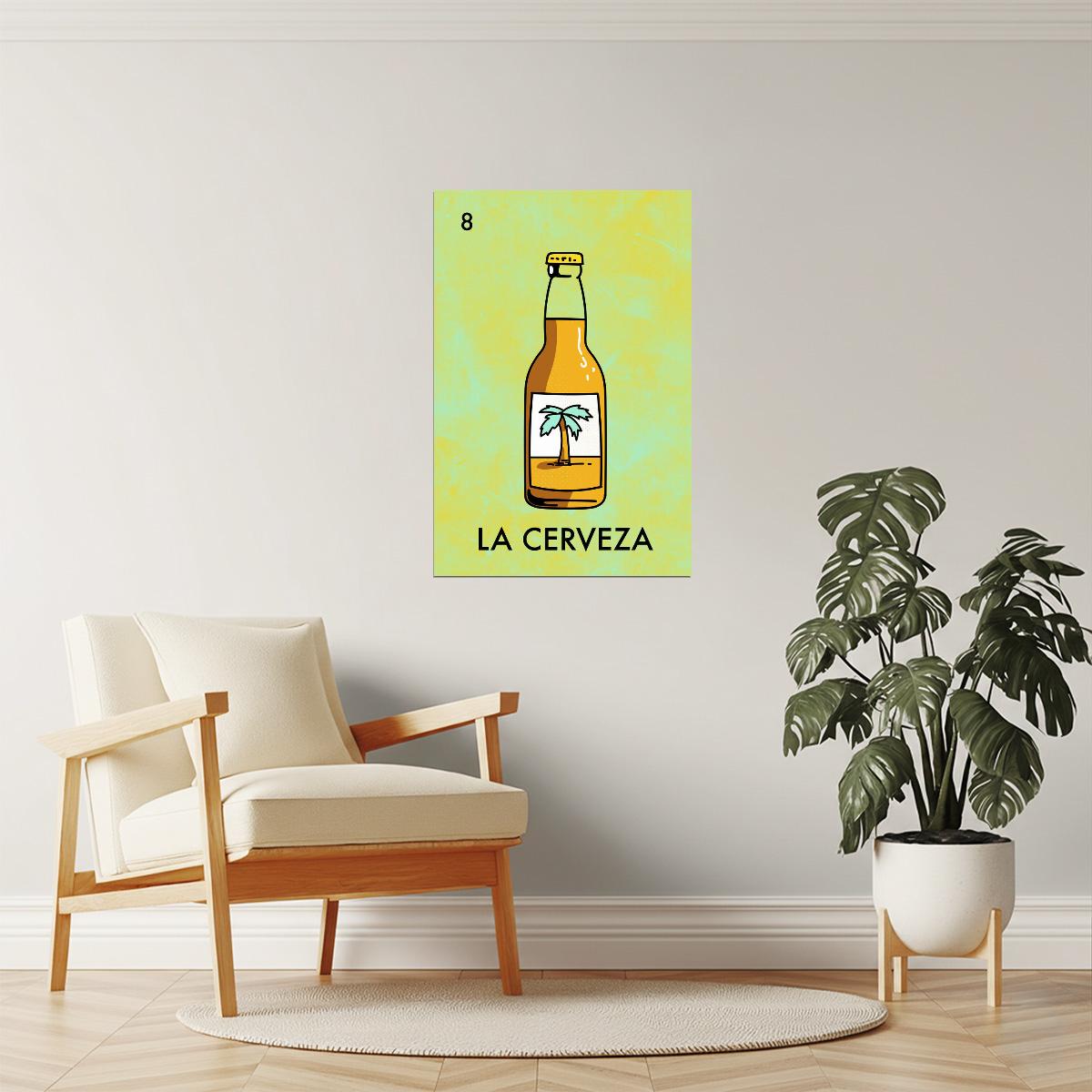 La Cerveza Mexican Lottery Poster | Funny Beer Parody | Kitchen & Bar Art