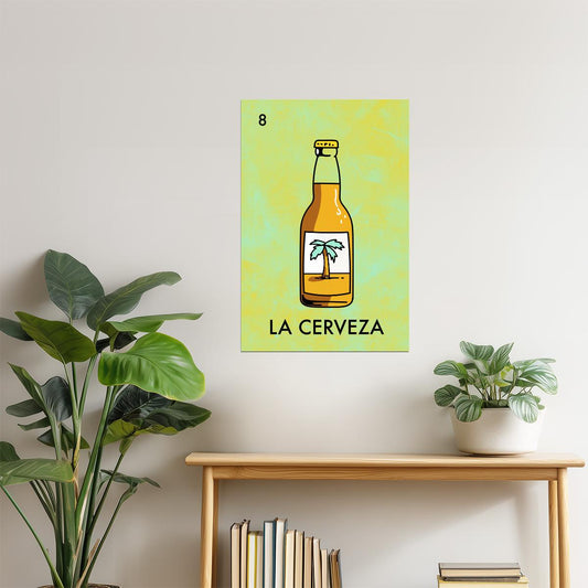 La Cerveza Mexican Lottery Poster | Funny Beer Parody | Kitchen & Bar Art
