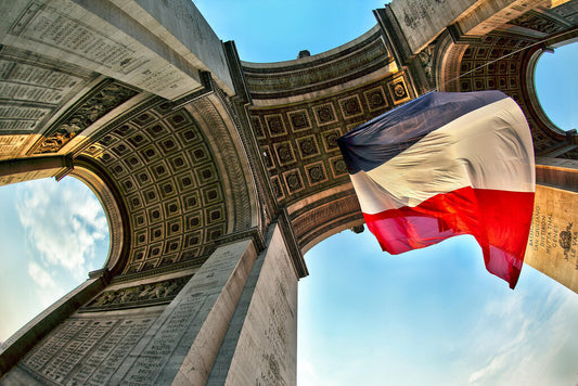Arc De Triomphe Under the French Flag | Paris Landmark Photography | Cityscape Poster - Photography Poster