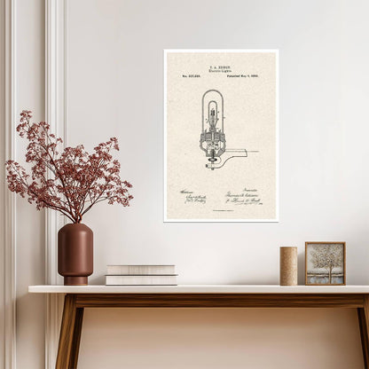 Thomas Edison Electric Light Bulb Patent | 1880 Diagram Poster | Inventor Wall Art - Vintage & Retro Poster