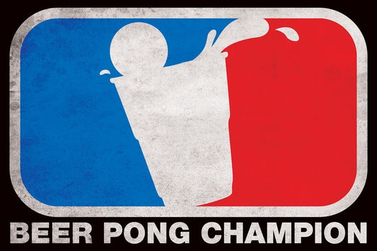 Beer Pong Champion Poster | Funny Drinking Game Art | Man Cave Decor