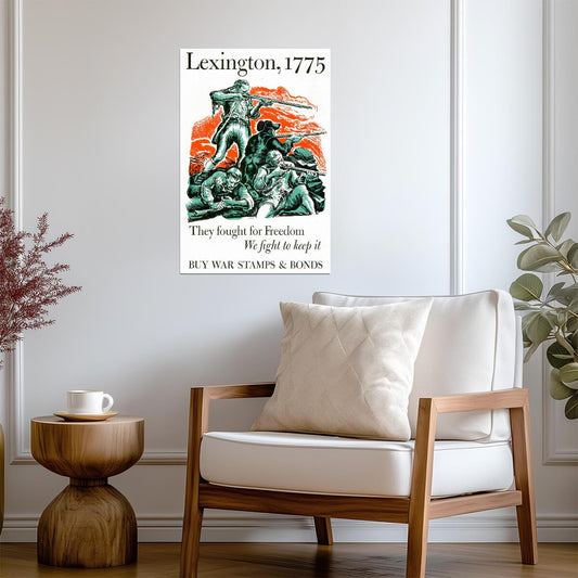 "They Fought for Freedom... Buy War Bonds" | Lexington 1775 Poster | Vintage Propaganda Art - Vintage & Retro Poster