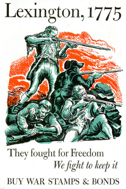 "They Fought for Freedom... Buy War Bonds" | Lexington 1775 Poster | Vintage Propaganda Art - Vintage & Retro Poster