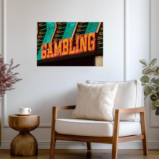 "Gambling" Neon Sign Photo | Las Vegas Nevada | City Nightscape Poster - Type & Quotes Poster