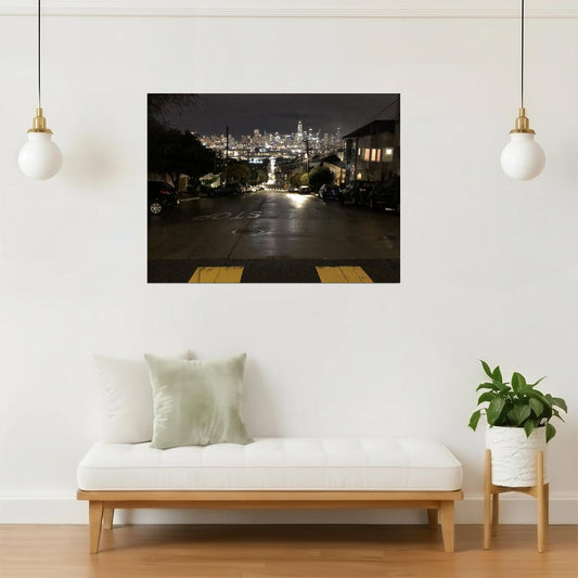 Rainy San Francisco Night Poster | Cityscape Photography | Urban Wall Art
