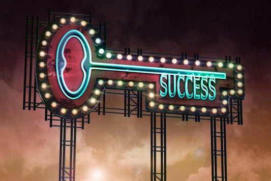 Key to Success | Neon Lights Billboard Motivational Poster