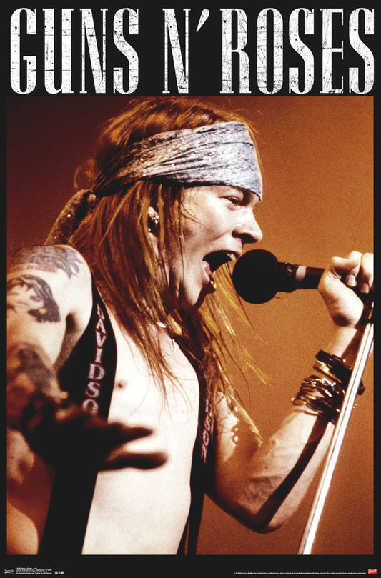 Guns N' Roses Axl Rose | Live Performance Concert Poster | Hard Rock Legend Art - Music Poster