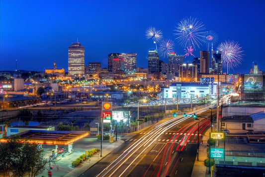 Fireworks Over Nashville Tennessee | City Skyline Photography | Celebration Poster - Photography Poster