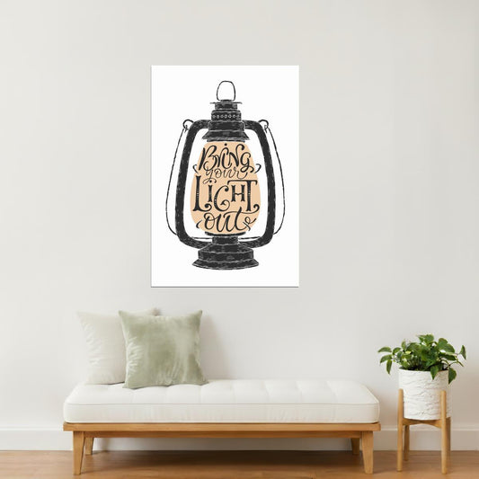 Bring Your Light Out | Vintage Lantern Motivational Poster
