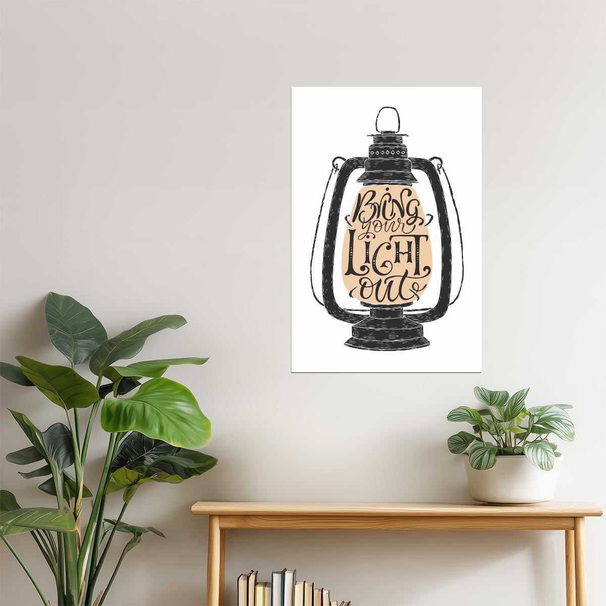 Bring Your Light Out | Vintage Lantern Motivational Poster