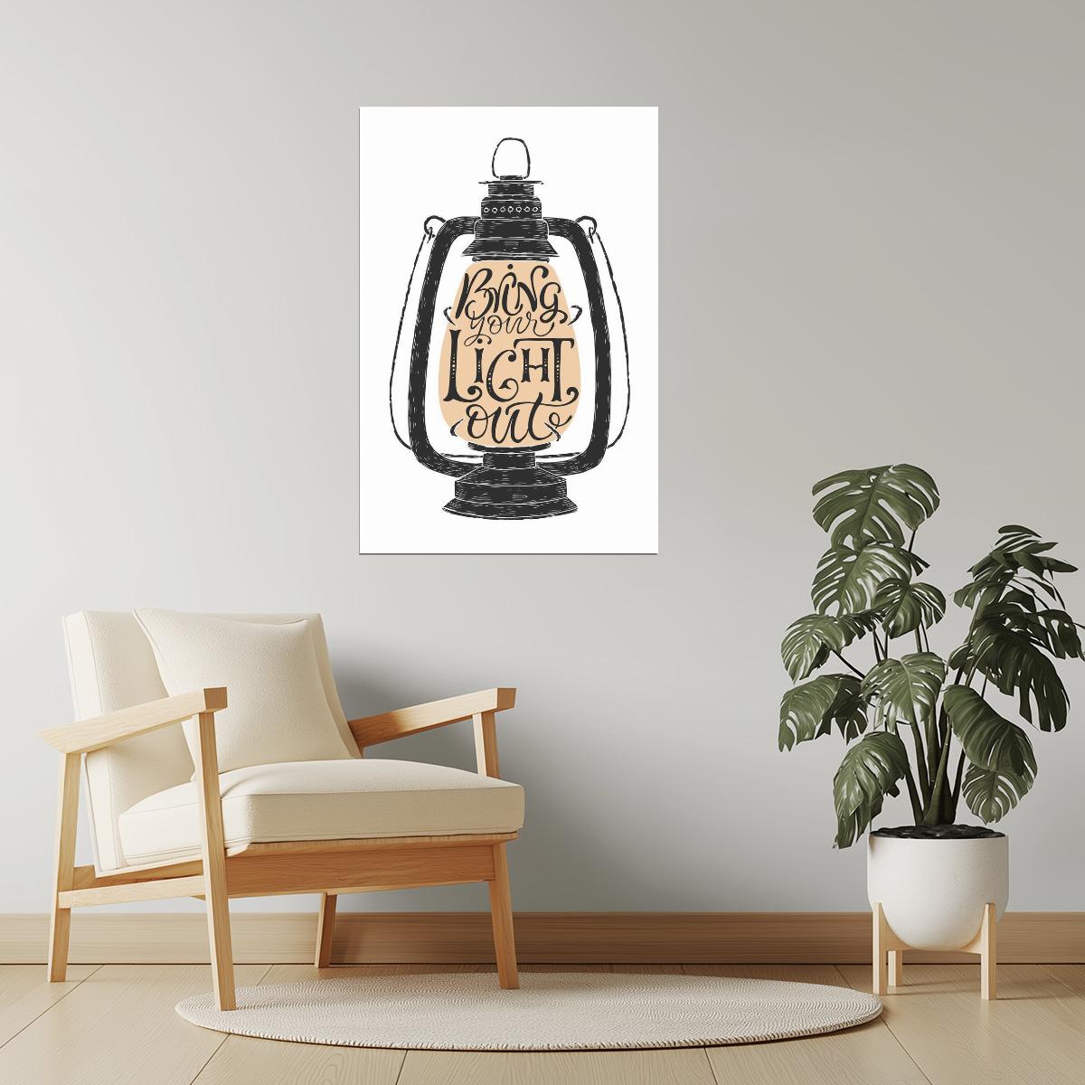 Bring Your Light Out | Vintage Lantern Motivational Poster