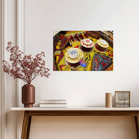Vintage Pinball Machine | Retro Arcade Game Photography | Game Room Decor Poster - Photography Poster