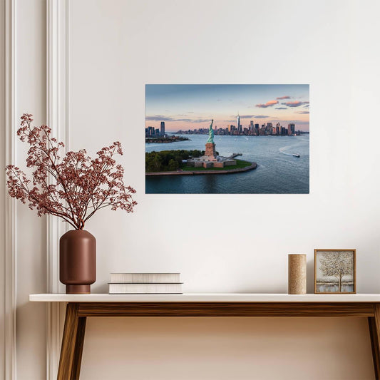 Statue of Liberty at Sunset | New York City Harbor Photography | Landmark Poster - Photography Poster
