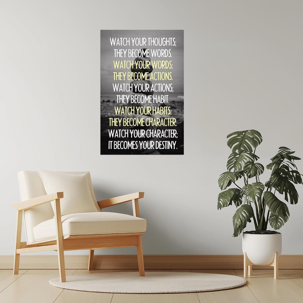Watch Your Thoughts | Buddha Motivational Quote Poster