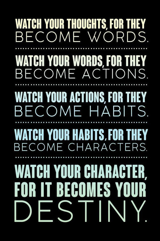Watch Your Thoughts | Black Motivational Poster