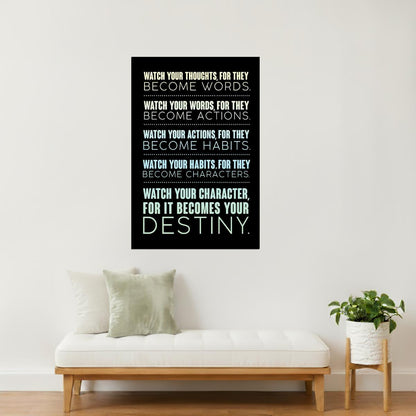 Watch Your Thoughts | Black Motivational Poster