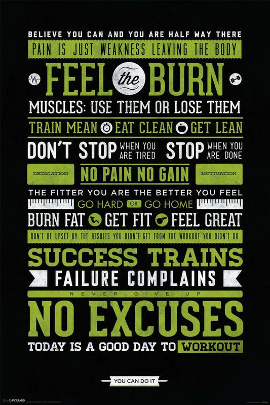 Feel the Burn | Gym Motivational Poster