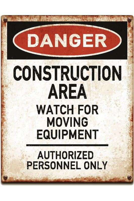 "Danger: Construction Area" | Workplace Safety Sign | Industrial Warning Poster - Type & Quotes Poster