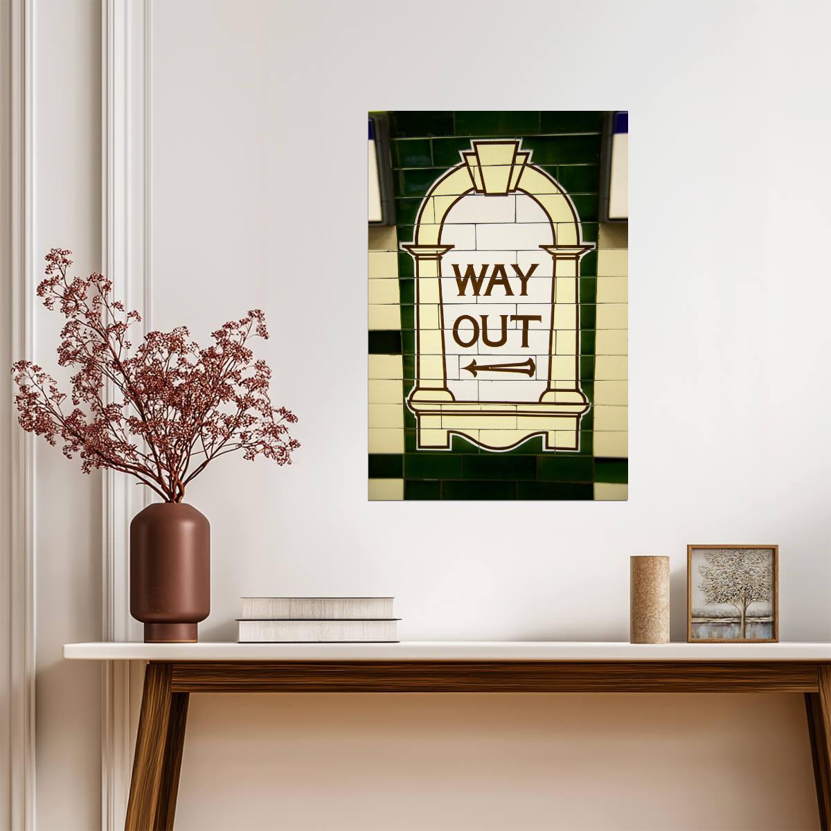 "Way Out" London Underground Sign Photo | Tube Station Tile | British Themed Poster - Type & Quotes Poster