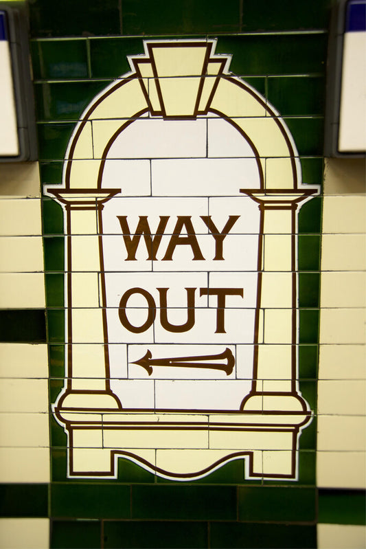 "Way Out" London Underground Sign Photo | Tube Station Tile | British Themed Poster - Type & Quotes Poster