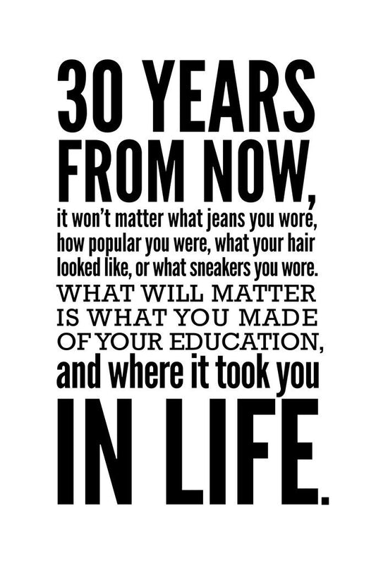 30 Years from Now | Education and Life Motivational Poster (White Minimalist)