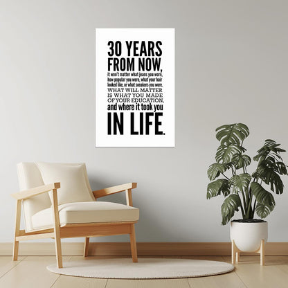 30 Years from Now | Education and Life Motivational Poster (White Minimalist)