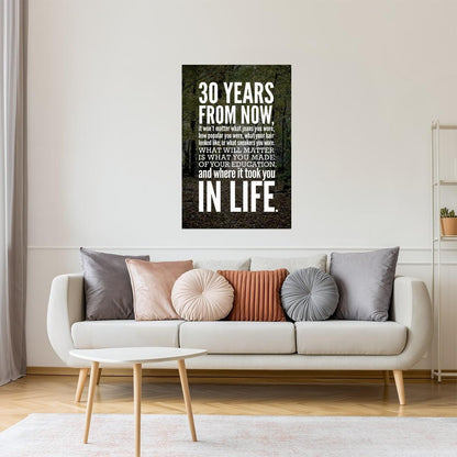 30 Years from Now | Education and Life Motivational Poster (Black)