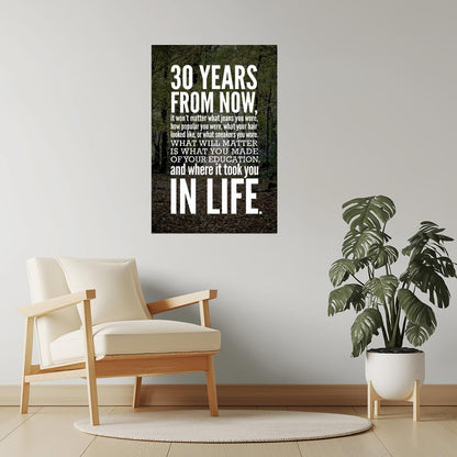 30 Years from Now | Education and Life Motivational Poster (Black)