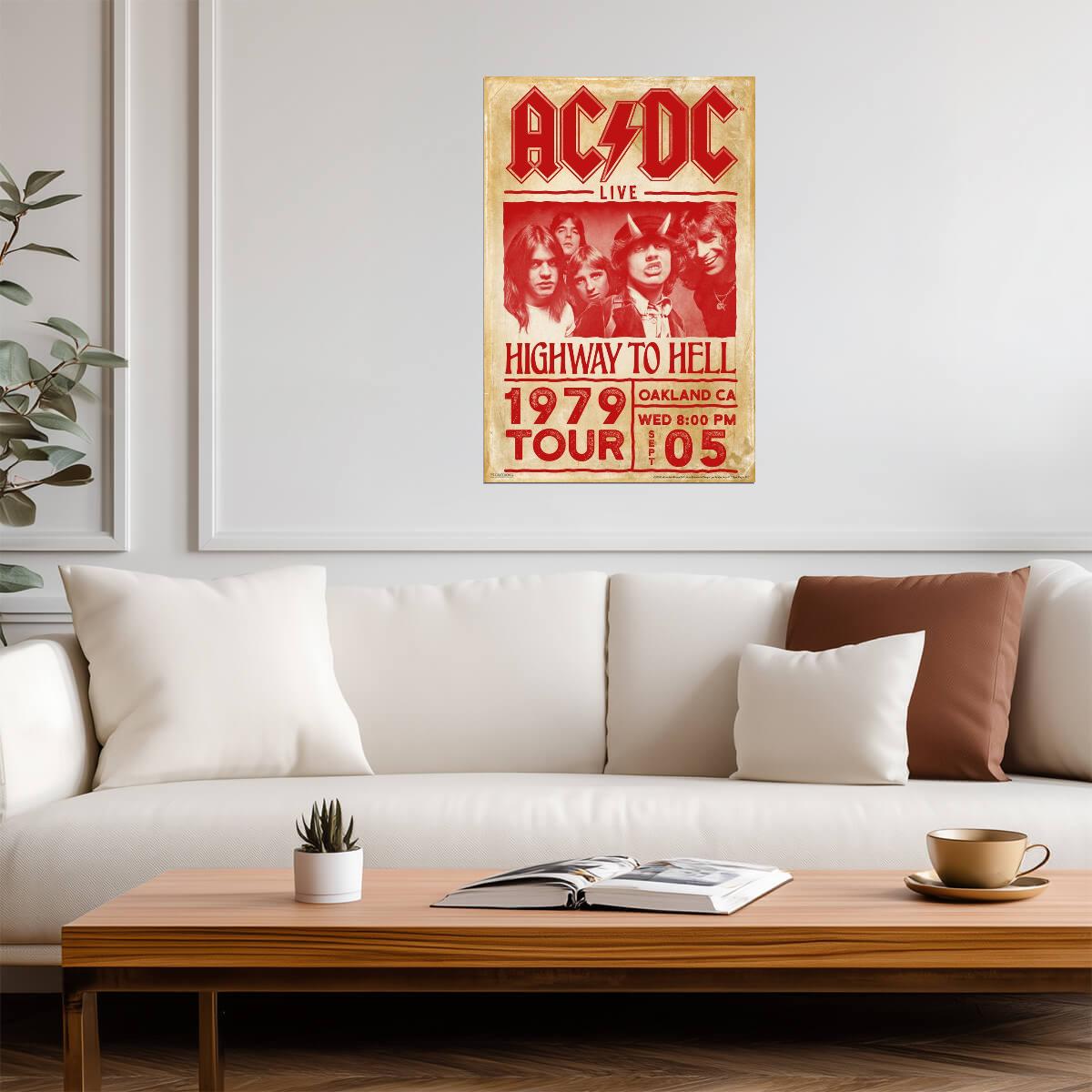 AC/DC Highway to Hell 1979 Tour | Rock Band Concert Poster | Vintage Music Memorabilia - Music Poster