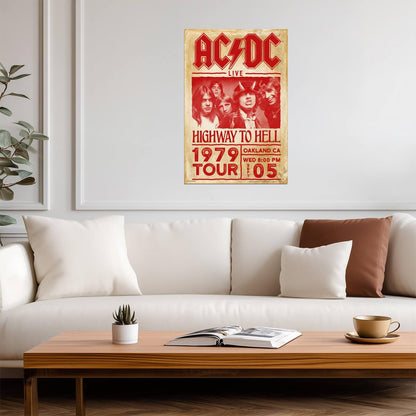 AC/DC Highway to Hell 1979 Tour | Rock Band Concert Poster | Vintage Music Memorabilia - Music Poster