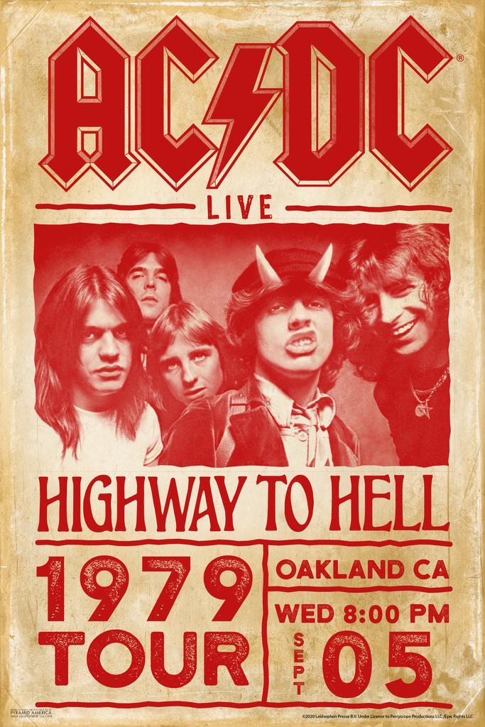 AC/DC Highway to Hell 1979 Tour | Rock Band Concert Poster | Vintage Music Memorabilia - Music Poster