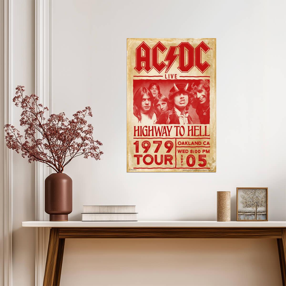 AC/DC Highway to Hell 1979 Tour | Rock Band Concert Poster | Vintage Music Memorabilia - Music Poster