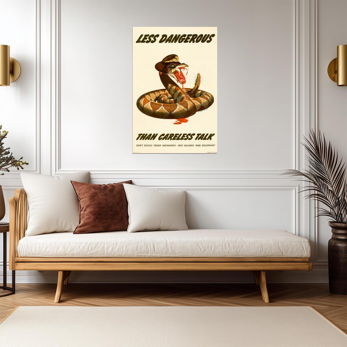 "Less Dangerous Than Careless Talk" | WWII Propaganda Poster | Vintage Safety Warning Art - Vintage & Retro Poster